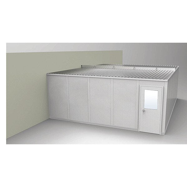 3-Wall Modular In-Plant Office, 8 ft 1 3/4 in H, 24 ft 4 1/2 in W, 20 ft 1 1/4 in D, Gray