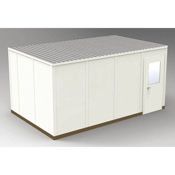4-Wall Modular In-Plant Office, 8 ft 1 3/4 in H, 16 ft 4 1/2 in W, 10 ft 4 1/2 in D, Beige