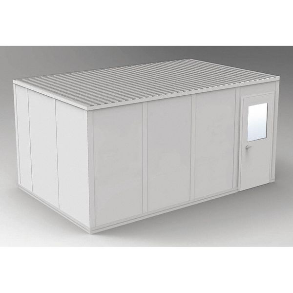 4-Wall Modular In-Plant Office, 8 ft 1 3/4 in H, 16 ft 4 1/2 in W, 10 ft 4 1/2 in D, Gray