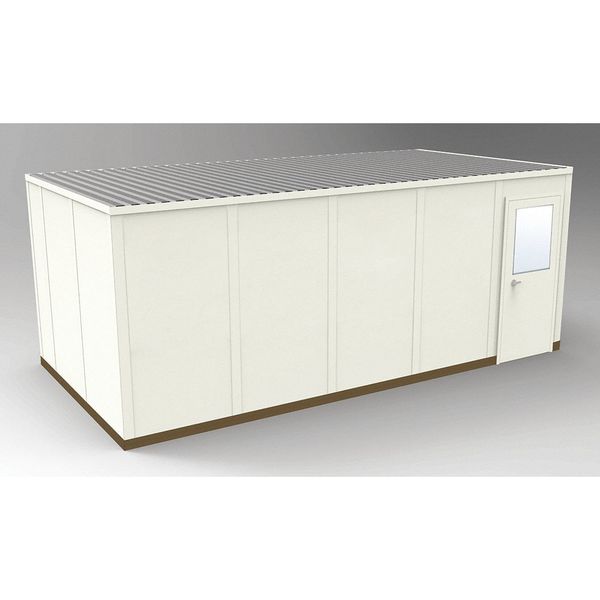 4-Wall Modular In-Plant Office, 8 ft 1 3/4 in H, 20 ft 4 1/2 in W, 10 ft 4 1/2 in D, Beige