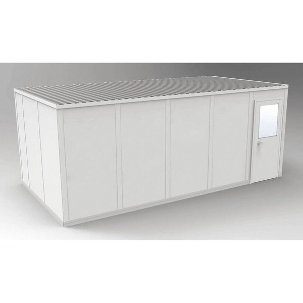 4-Wall Modular In-Plant Office, 8 ft 1 3/4 in H, 20 ft 4 1/2 in W, 10 ft 4 1/2 in D, Gray