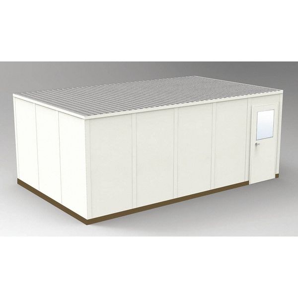4-Wall Modular In-Plant Office, 8 ft 1 3/4 in H, 20 ft 4 1/2 in W, 12 ft 4 1/2 in D, Beige