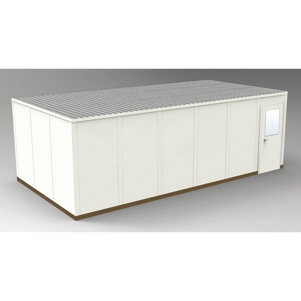 4-Wall Modular In-Plant Office, 8 ft 1 3/4 in H, 24 ft 4 1/2 in W, 12 ft 4 1/2 in D, Beige