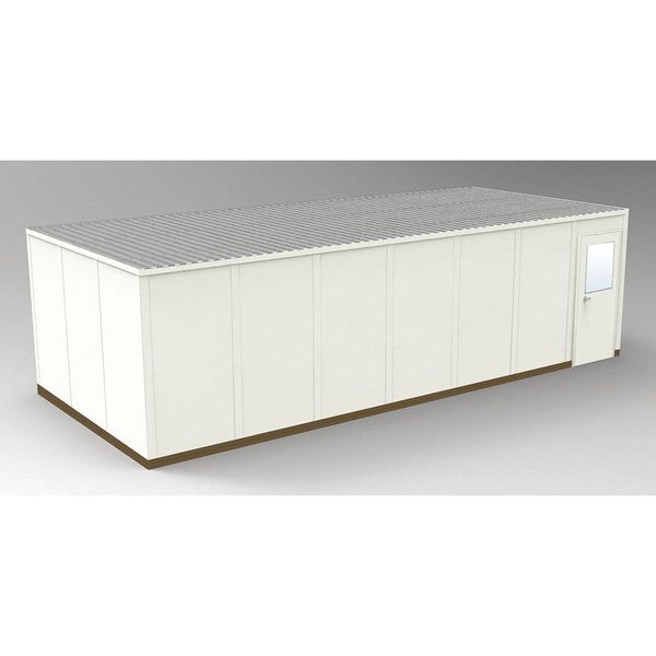 4-Wall Modular In-Plant Office, 8 ft 1 3/4 in H, 28 ft 4 1/2 in W, 12 ft 4 1/2 in D, Beige
