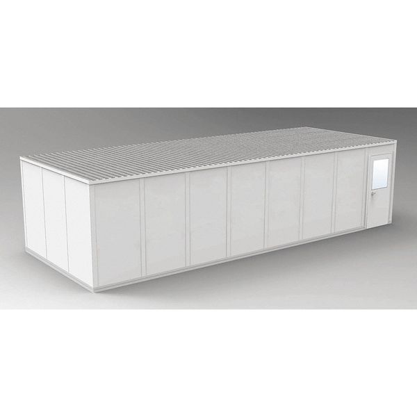 4-Wall Modular In-Plant Office, 8 ft 1 3/4 in H, 32 ft 4 1/2 in W, 12 ft 4 1/2 in D, Gray