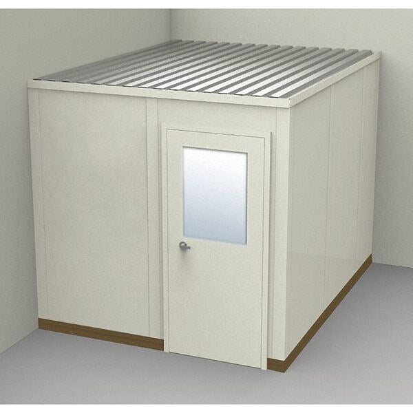 2-Wall Modular In-Plant Office, 8 ft 1 3/4 in H, 10 ft 1 1/4 in W, 8 ft 1 1/4 in D, Beige