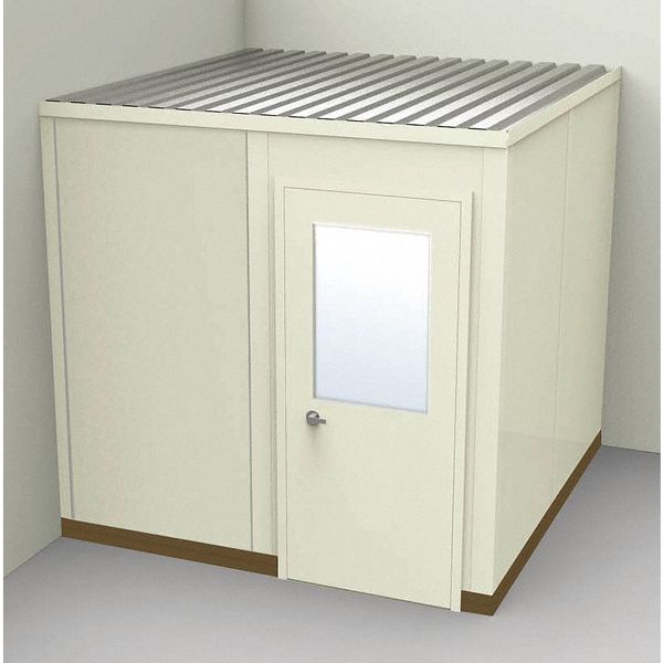 2-Wall Modular In-Plant Office, 8 ft 1 3/4 in H, 8 ft 1 1/4 in W, 8 ft 1 1/4 in D, Beige