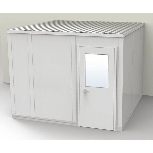 3-Wall Modular In-Plant Office, 8 ft 1 3/4 in H, 10 ft 4 1/2 in W, 10 ft 1 1/4 in D, Gray