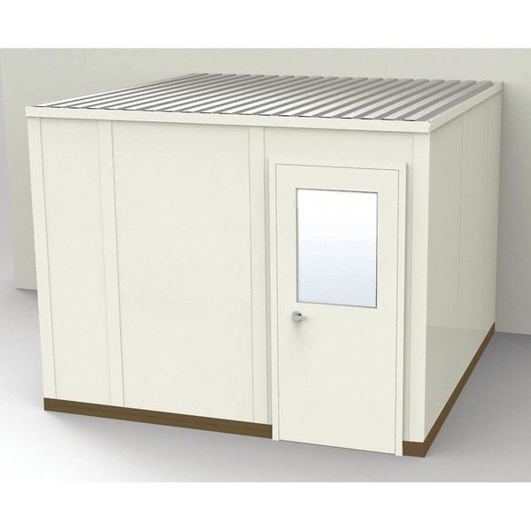 3-Wall Modular In-Plant Office, 8 ft 1 3/4 in H, 10 ft 4 1/2 in W, 10 ft 1 1/4 in D, Beige