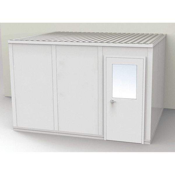 3-Wall Modular In-Plant Office, 8 ft 1 3/4 in H, 12 ft 4 1/2 in W, 10 ft 1 1/4 in D, Gray