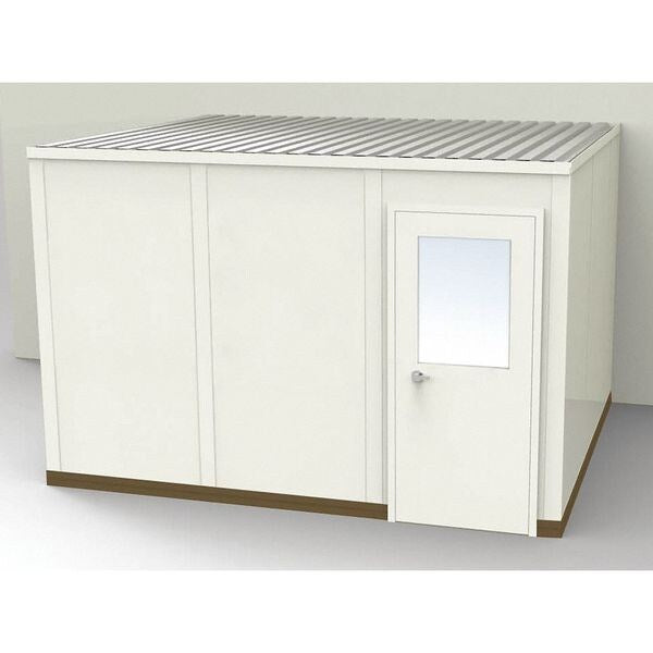3-Wall Modular In-Plant Office, 8 ft 1 3/4 in H, 12 ft 4 1/2 in W, 10 ft 1 1/4 in D, Beige