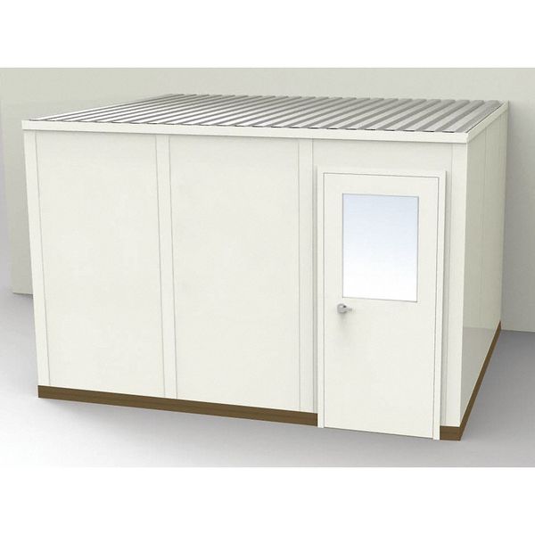 3-Wall Modular In-Plant Office, 8 ft 1 3/4 in H, 12 ft 4 1/2 in W, 10 ft 1 1/4 in D, Beige