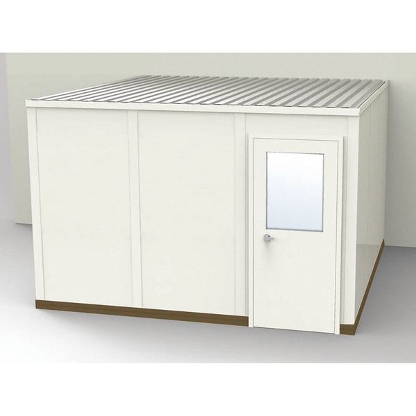 3-Wall Modular In-Plant Office, 8 ft 1 3/4 in H, 12 ft 4 1/2 in W, 12 ft 1 1/4 in D, Beige
