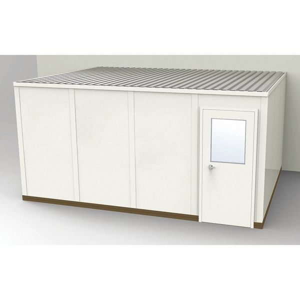 3-Wall Modular In-Plant Office, 8 ft 1 3/4 in H, 16 ft 4 1/2 in W, 12 ft 1 1/4 in D, Beige