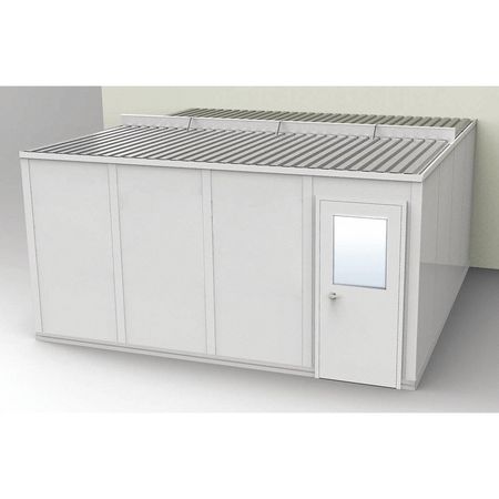3-Wall Modular In-Plant Office, 8 ft 1 3/4 in H, 16 ft 4 1/2 in W, 16 ft 1 1/4 in D, Gray