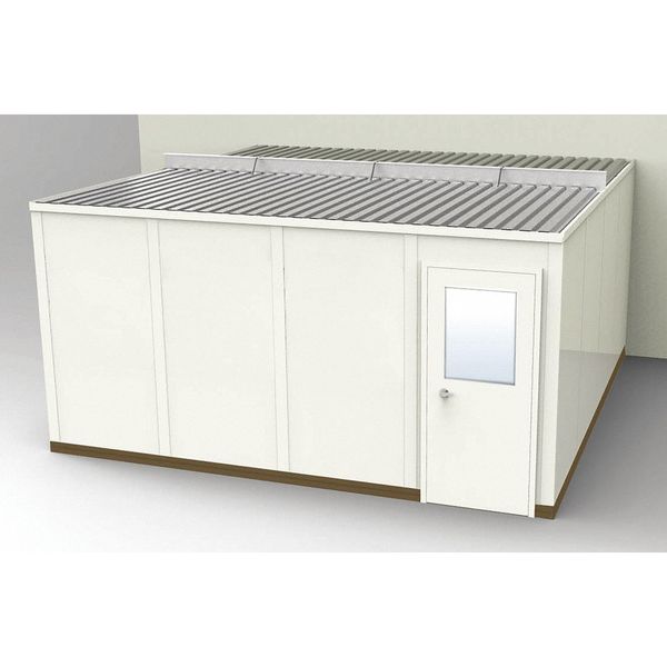 3-Wall Modular In-Plant Office, 8 ft 1 3/4 in H, 16 ft 4 1/2 in W, 16 ft 1 1/4 in D, Beige