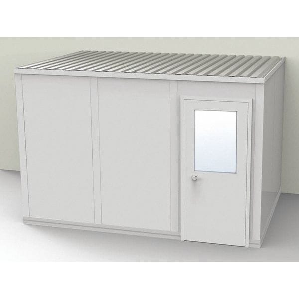 3-Wall Modular In-Plant Office, 8 ft 1 3/4 in H, 12 ft 4 1/2 in W, 8 ft 1 1/4 in D, Gray