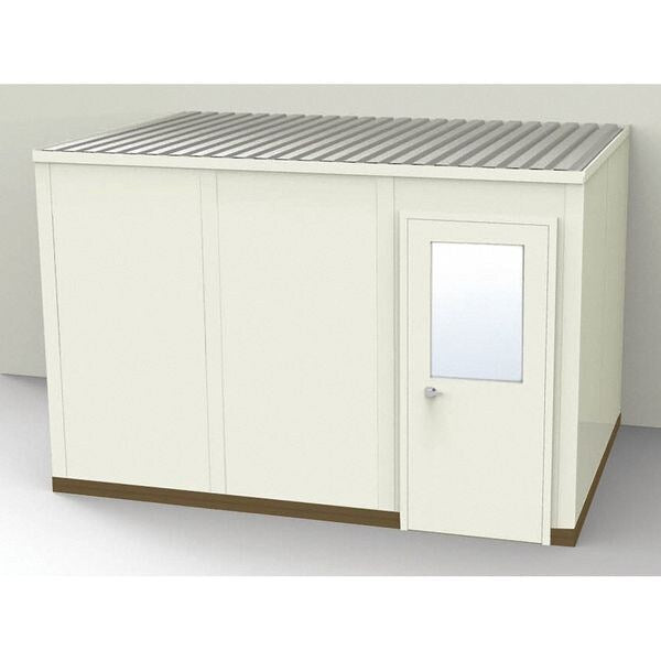 3-Wall Modular In-Plant Office, 8 ft 1 3/4 in H, 12 ft 4 1/2 in W, 8 ft 1 1/4 in D, Beige