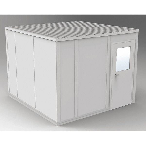 4-Wall Modular In-Plant Office, 8 ft 1 3/4 in H, 10 ft 4 1/2 in W, 10 ft 4 1/2 in D, Gray