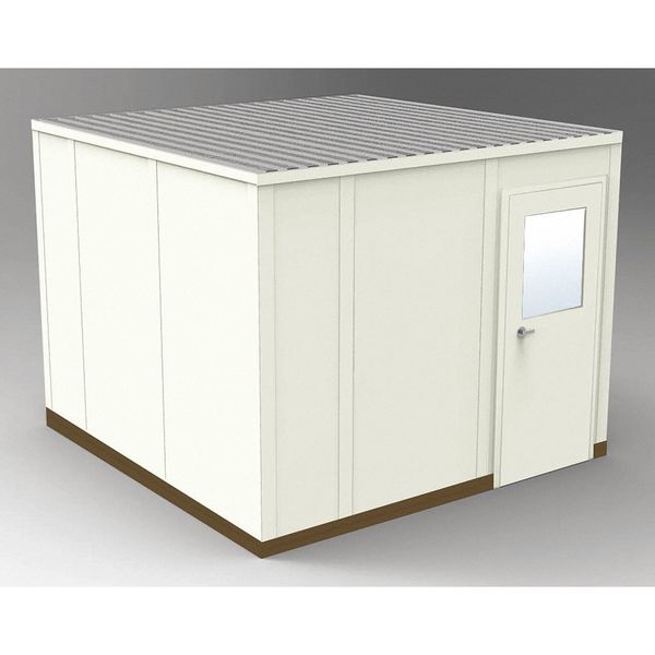 4-Wall Modular In-Plant Office, 8 ft 1 3/4 in H, 10 ft 4 1/2 in W, 10 ft 4 1/2 in D, Beige
