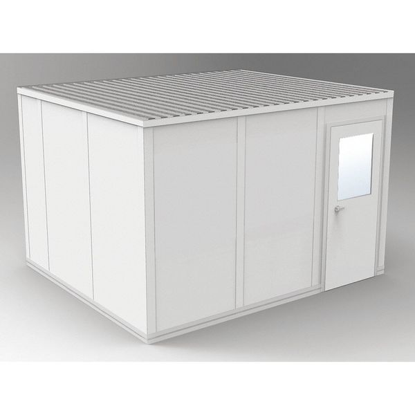 4-Wall Modular In-Plant Office, 8 ft 1 3/4 in H, 12 ft 4 1/2 in W, 10 ft 4 1/2 in D, Gray