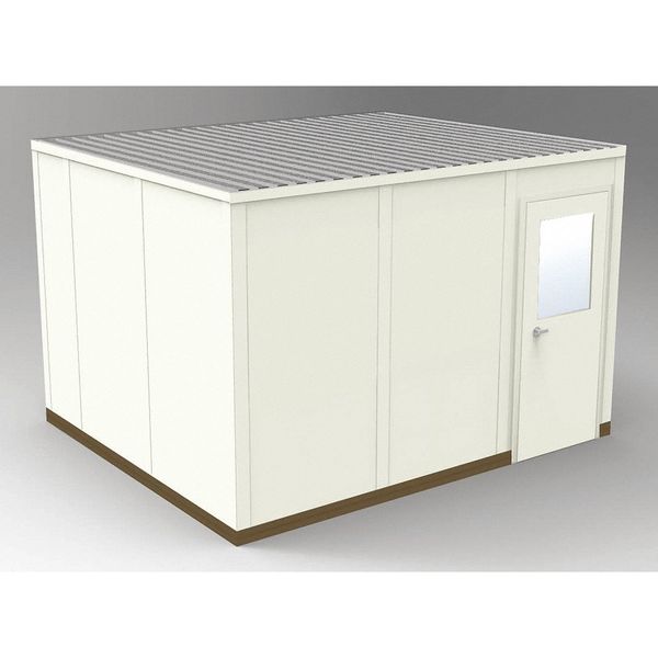 4-Wall Modular In-Plant Office, 8 ft 1 3/4 in H, 12 ft 4 1/2 in W, 10 ft 4 1/2 in D, Beige