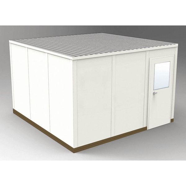 4-Wall Modular In-Plant Office, 8 ft 1 3/4 in H, 12 ft 4 1/2 in W, 12 ft 4 1/2 in D, Beige