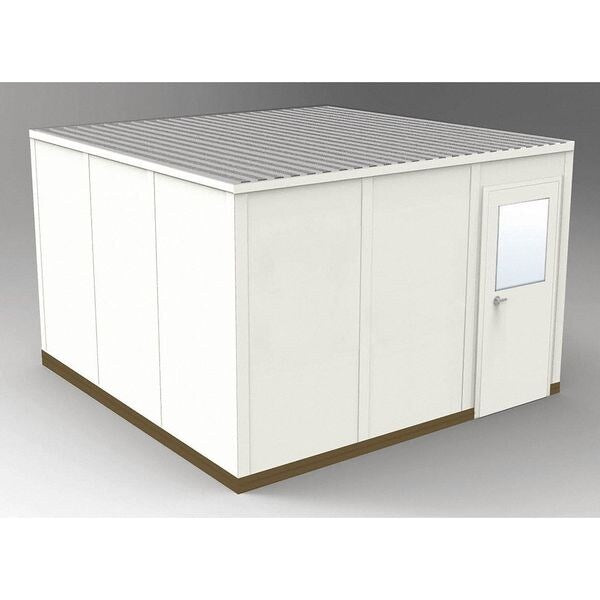 4-Wall Modular In-Plant Office, 8 ft 1 3/4 in H, 12 ft 4 1/2 in W, 12 ft 4 1/2 in D, Beige