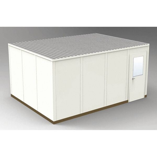 4-Wall Modular In-Plant Office, 8 ft 1 3/4 in H, 16 ft 4 1/2 in W, 12 ft 4 1/2 in D, Beige