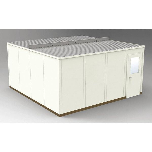 4-Wall Modular In-Plant Office, 8 ft 1 3/4 in H, 16 ft 4 1/2 in W, 16 ft 4 1/2 in D, Beige