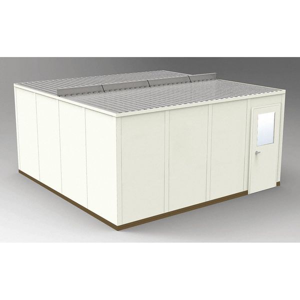 4-Wall Modular In-Plant Office, 8 ft 1 3/4 in H, 16 ft 4 1/2 in W, 16 ft 4 1/2 in D, Beige