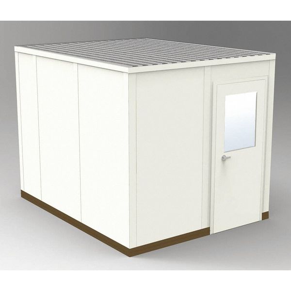 4-Wall Modular In-Plant Office, 8 ft 1 3/4 in H, 10 ft 4 1/2 in W, 8 ft 4 1/2 in D, Beige