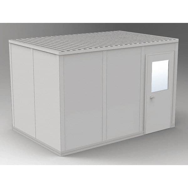 4-Wall Modular In-Plant Office, 8 ft 1 3/4 in H, 12 ft 4 1/2 in W, 8 ft 4 1/2 in D, Gray