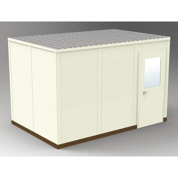 4-Wall Modular In-Plant Office, 8 ft 1 3/4 in H, 12 ft 4 1/2 in W, 8 ft 4 1/2 in D, Beige