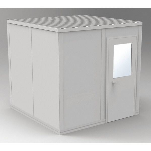 4-Wall Modular In-Plant Office, 8 ft 1 3/4 in H, 8 ft 4 1/2 in W, 8 ft 4 1/2 in D, Beige