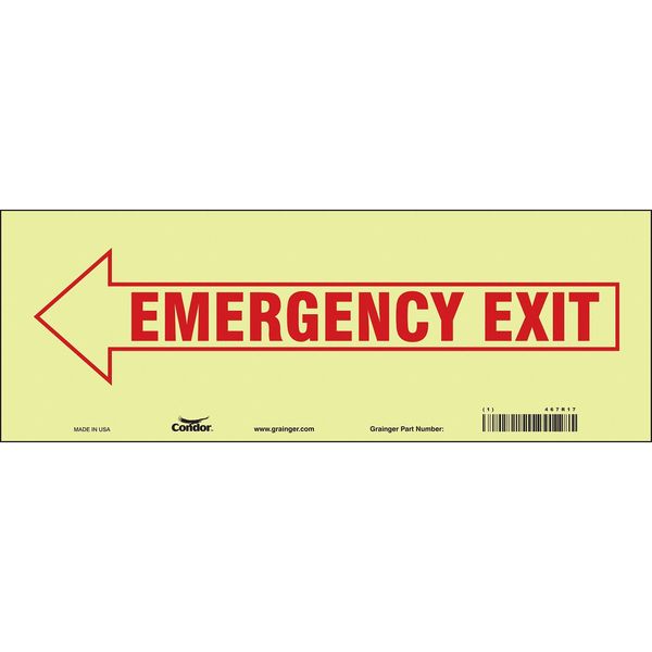 Safety Sign, 5 in x 14 in, Glow Vinyl