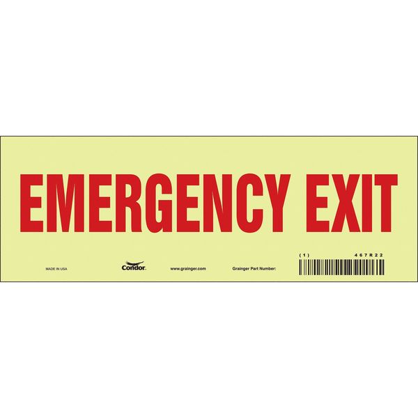 Safety Sign, 3 1/2 in x 10 in, Glow Vinyl
