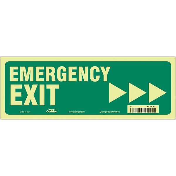 Safety Sign, 5 in x 14 in, Glow Vinyl