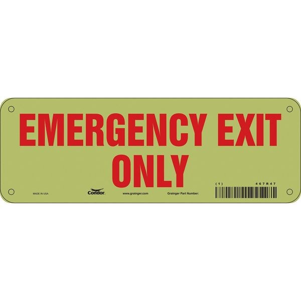 Safety Sign, 3 1/2 in x 10 in, Glow Vinyl