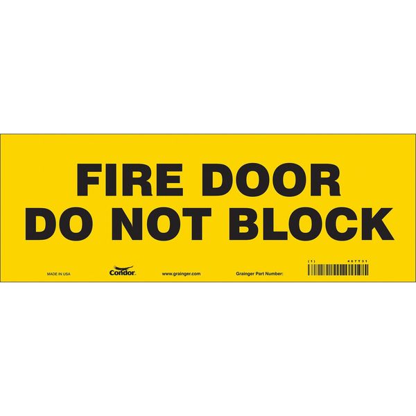 Safety Sign Emergency Exit, 5 in Height, 14 in Width, Vinyl, Vertical Rectangle, English