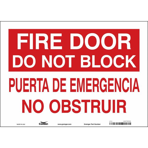 Safety Sign Emergency Exit, 10 in Height, 14 in Width, Vinyl, Horizontal Rectangle