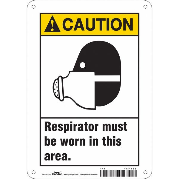 Safety Sign, 10 in Height, 7 in Width, Polyethylene, Horizontal Rectangle, English, 467Y20
