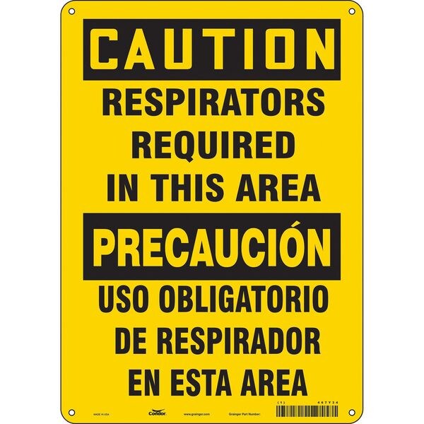 Safety Sign, 14 in Height, 10 in Width, Polyethylene, Vertical Rectangle, English, Spanish, 467Y34