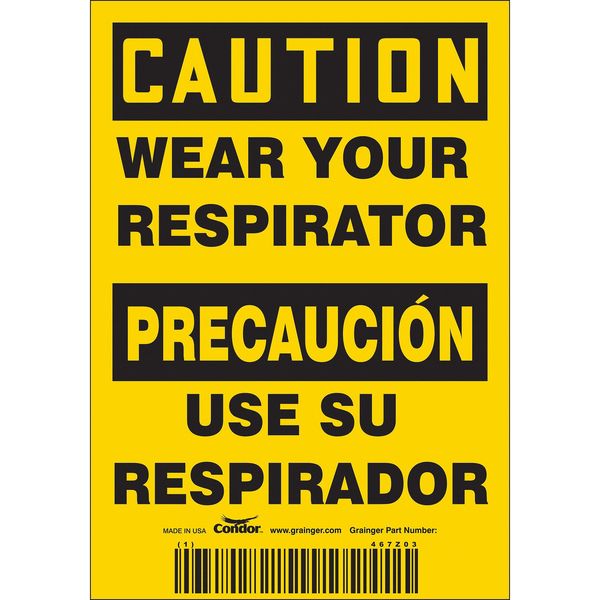 Safety Sign, 5 in Height, 3 1/2 in Width, Vinyl, Vertical Rectangle, English, Spanish