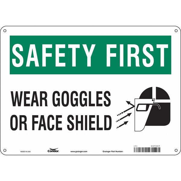 Safety Sign, 10 in Height, 14 in Width, Polyethylene, Horizontal Rectangle, English, 467C07