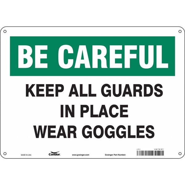 Safety Sign, 10 in Height, 14 in Width, Polyethylene, Horizontal Rectangle, English, 467C57