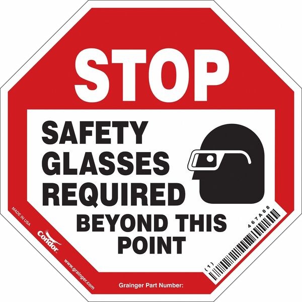 Safety Sign, 12 in Height, 12 in Width, Vinyl, Octagon, English