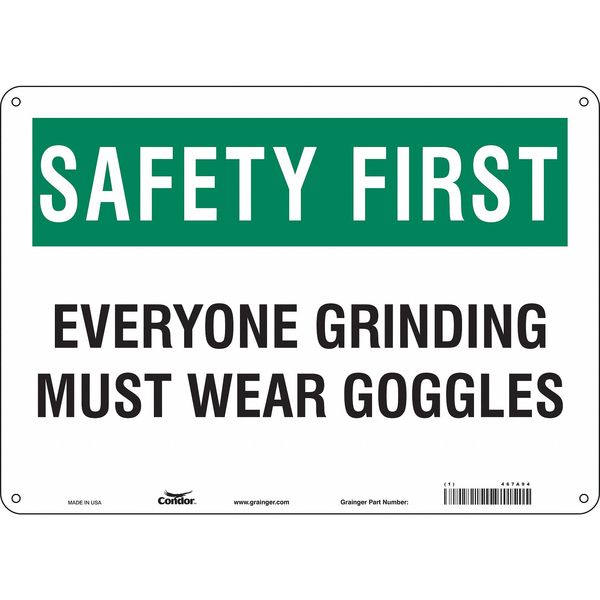 Safety Sign, 10 in Height, 14 in Width, Polyethylene, Horizontal Rectangle, English, 467A94