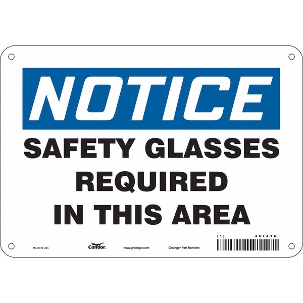 Safety Sign, 7 in Height, 10 in Width, Polyethylene, Vertical Rectangle, English, 467A16
