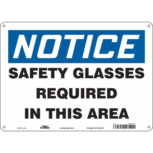 Safety Sign, 10 in Height, 14 in Width, Polyethylene, Horizontal Rectangle, English, 467A17